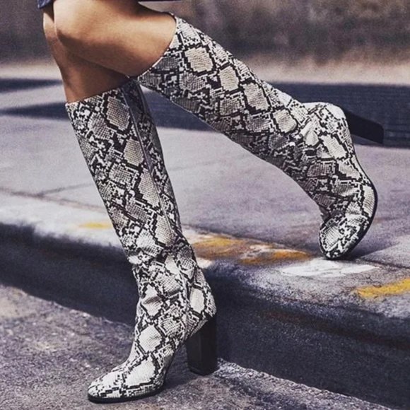 Kenneth Cole Snakeskin Heeled Boots (5.5) - Picture 1 of 7